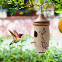 Squirrel Proof Wooden Bird Feeder and Outdoor Hanging Hummingbird House for Garden Shelter