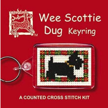Wee Scottie Dug Dog Counted Cross Stitch Keyring Set
