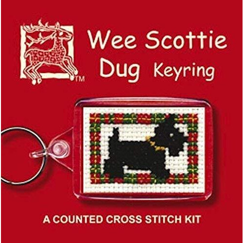 Wee Scottie Dug Dog Counted Cross Stitch Keyring Set