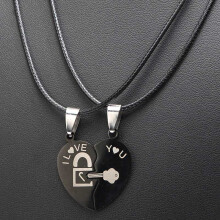 Couple Heart Key Lock Necklace