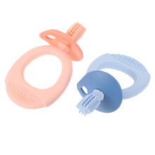 2pcs Baby Training Toothbrush and Teether Set, Soft Silicone Dual Function, Easy Grip Design