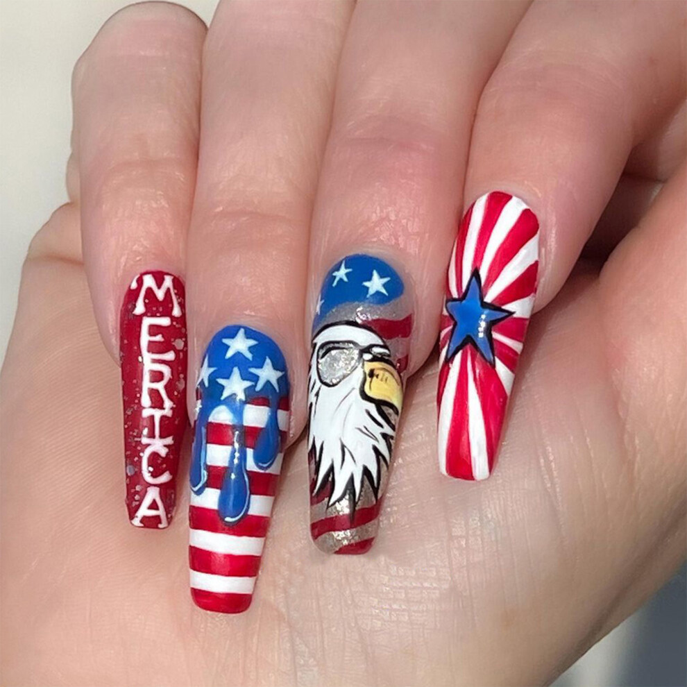 Dcph-Clothing (Jelly Glue Model) Patriotic Bald Eagle Nail Art For Beginners - 50 Char
