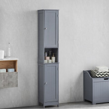 (Grey) Priano 2 Door Tall Cabinet Bathroom Storage Unit