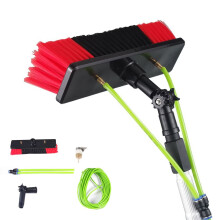 Water Fed Telescopic Window Cleaning Pole Kit 21FT Reach with 180 Swivel Brush for Solar Panels
