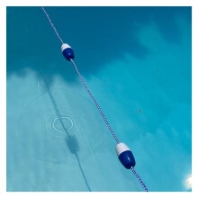 Pool Safety Rope with Floats, 30ft Blue and White Pool Lane Divider with Hooks for Clear Zone Definition