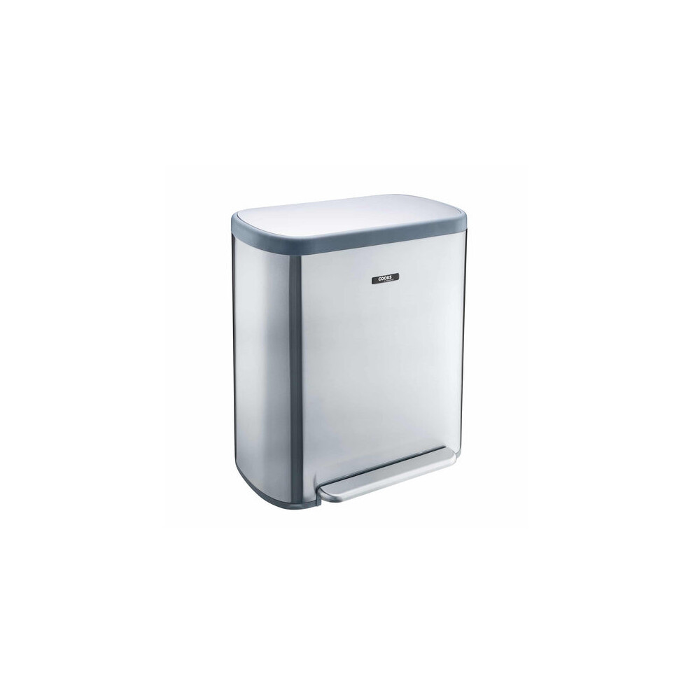 Cooks Professional 60L Dual Recycling Pedal Bin | Silver