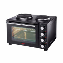 Cooks Professional 28L Mini Oven with 2 Hobs | Black / Silver