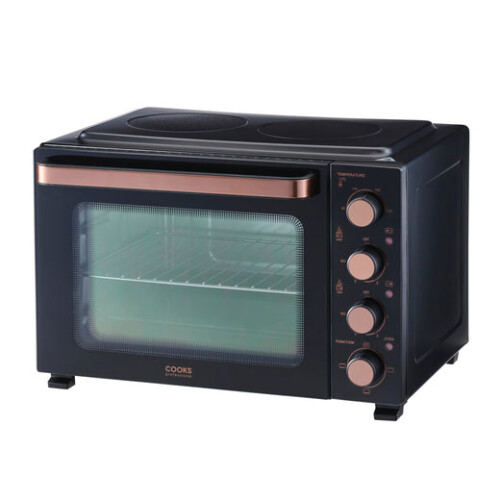 Cooks Professional Cooks Professional 34L Mini Oven with 2 Ceramic Hobs | Black / Copper 1