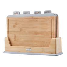 Cooks Professional 4 Piece Bamboo Index Chopping Board Set | Grey Tabs