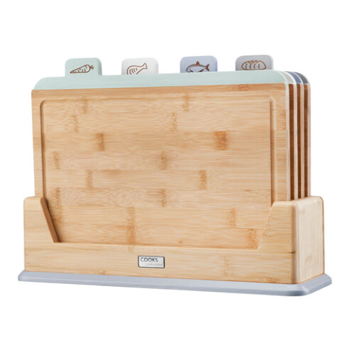 Cooks Professional Cooks Professional 4 Piece Bamboo Index Chopping Board Set | Multi-Coloured