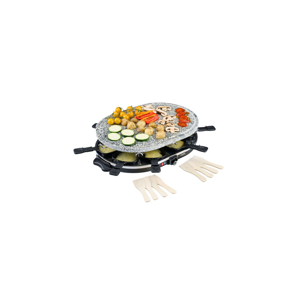 Cooks Professional Electric Raclette Grill With Natural Stone Plate | 8 Person