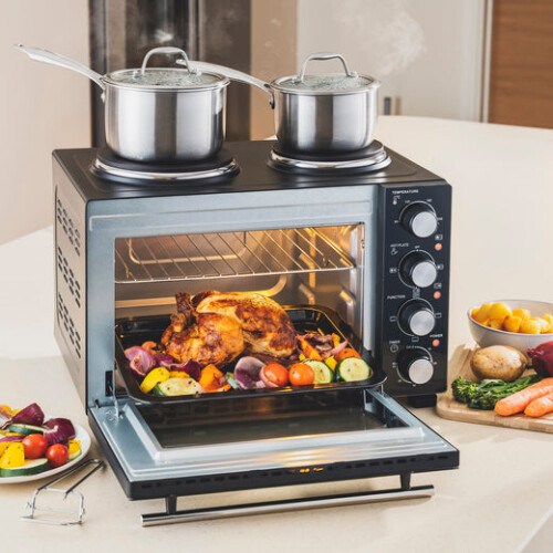 Cooks Professional Cooks Professional 28L Mini Oven with 2 Hobs | Black / Silver 2