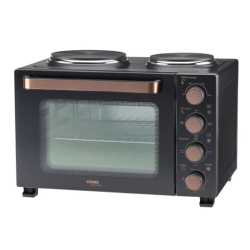Cooks Professional Cooks Professional 28L Mini Oven with 2 Hobs | Black / Copper