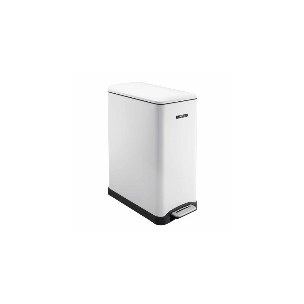 Cooks Professional 50L Dual Recycling Slimline Pedal Bin | White
