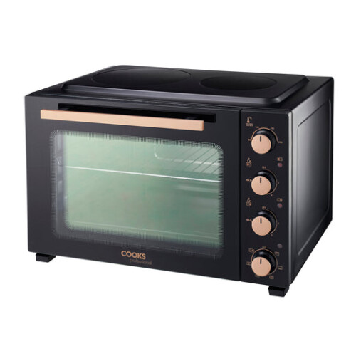 Cooks Professional Cooks Professional 48L Mini Oven with 2 Ceramic Hobs | Black / Copper