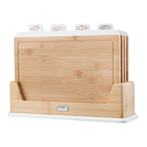 Cooks Professional Cooks Professional 4 Piece Bamboo Index Chopping Board Set | White Tabs