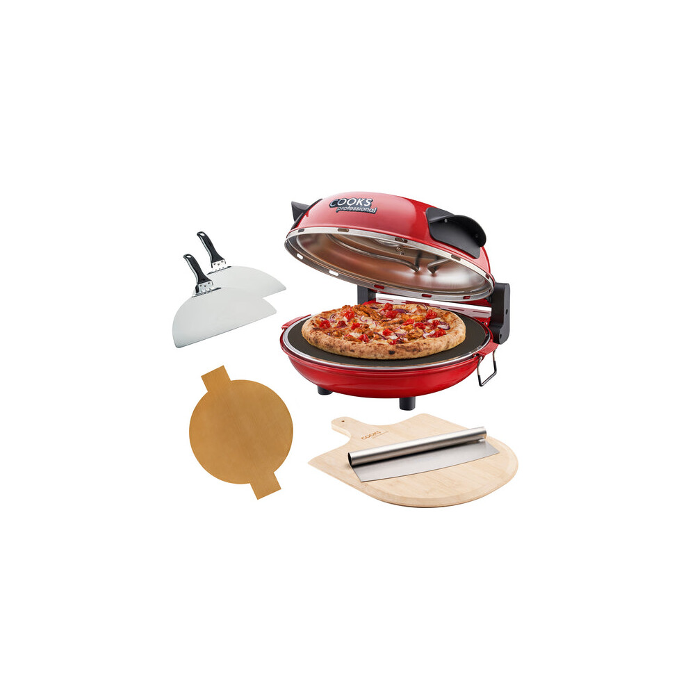 Cooks Professional Electric Pizza Oven Set | Red