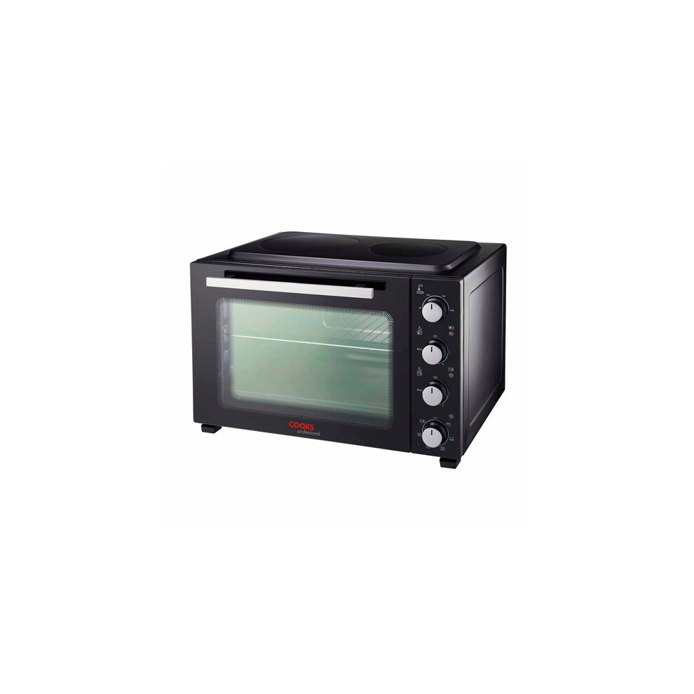 Cooks Professional 48L Mini Oven With 2 Ceramic Hobs | / Black/Silver