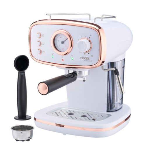 Cooks Professional Cooks Professional Retro Espresso Machine | White / Copper