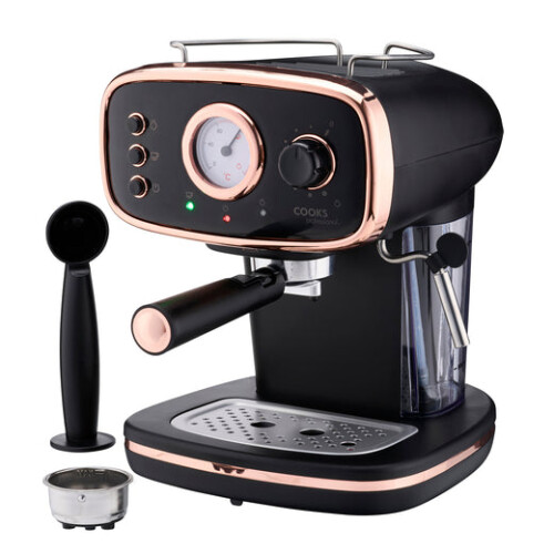 Cooks Professional Cooks Professional Retro Espresso Machine | Black/Copper