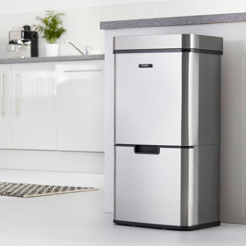 Cooks Professional Cooks Professional 75L Sensor Recycling Bin with Food Caddy | Silver 1