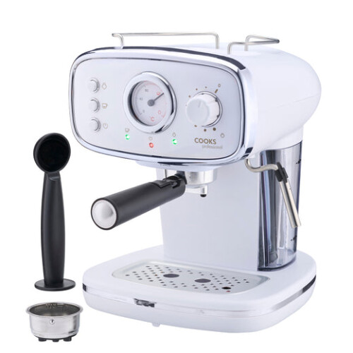Cooks Professional Cooks Professional Retro Espresso Machine | White / Silver