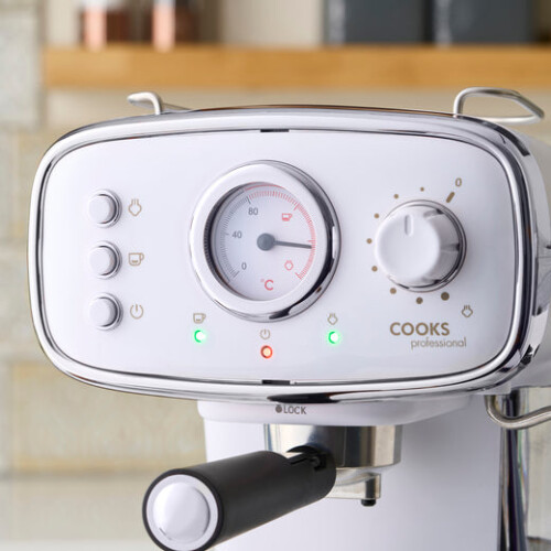 Cooks Professional Cooks Professional Retro Espresso Machine | White / Silver 2