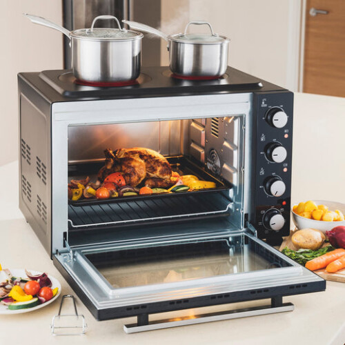 Cooks Professional Cooks Professional 48L Mini Oven with 2 Ceramic Hobs | Black / Silver 2