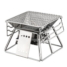 Portable Charcoal Grill Stainless Steel Foldable BBQ with Nonstick Surface for Outdoor Camping