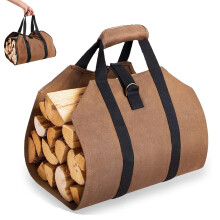 Firewood Carrier, WaterResistant Canvas Log Carrier Tote with Strong Handles, Large for Camping