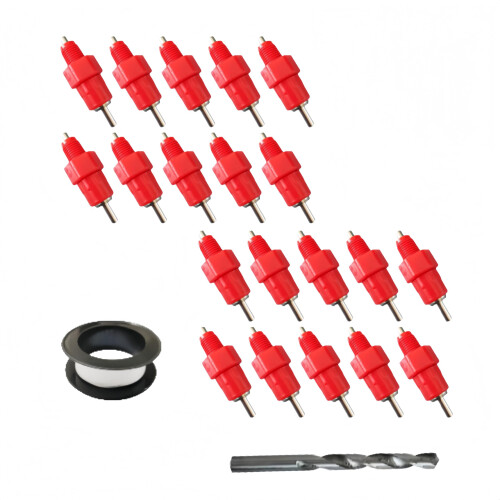 20 Pack Poultry Nipple Drinker Chicken Waterer Kit, Leakproof 360 Automatic Watering System