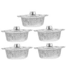 5 Sets Disposable Aluminum Foil Pans with Lids, Heavy Duty Grill Trays for BBQ and Camping