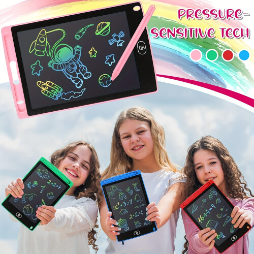 (Black) LCD Writing Tablet for Kids, 21.59 cm, Colorful Doodle Drawing Board, Features a Lock Function, Erasable And Reusable 1