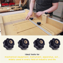 30Pcs M6 Star Knob Clamping Handle Nut Through Hole Set Brass Female Threaded Handle Screw  Knob Grip Black Plastic