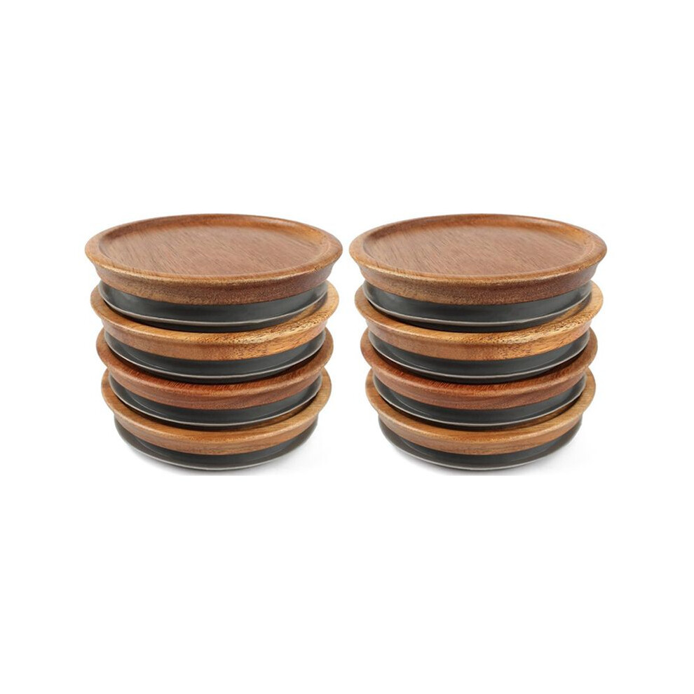 Semoic Regular Mouth Jar Lids,Wooden Jar Tops,Canning Lids With Airtight Silicone Seal For Regular Mouth Jars,8 Pack