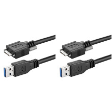2X USB 3.0 A Type Male to Micro-B Male Extension Camera Cable USB3.0 AM/MicroB Cord with Locking Screws 1.5M