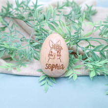 (Female Rabbit) 1pcs Custom Engraved Wooden Easter Egg Featuring a Bunny Design, Perfect for Filling Easter Baskets, Spring Home