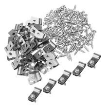 100 Pcs Heavy Duty Wire Fence Clips with Screws Aluminum Garden and Farm Mounting Clamps