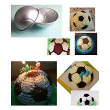 3 PCS 3D Half Round Shaped Football Cake Mold 8 Inch Thickening Aluminum Alloy Mould Birthday Baking Pan