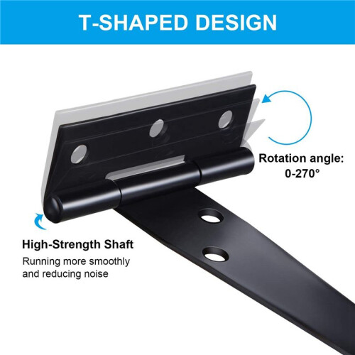 18 PCS 4 Inch T-Strap Hinges Rustic Gate Strap Hinge Rustproof Gate Door Black Hinges for Windows, Fence and Barn Gates 1