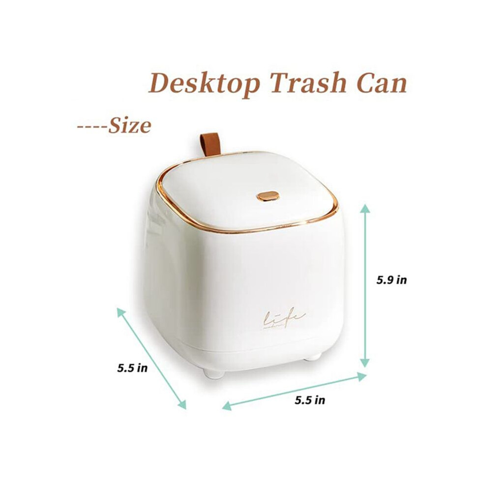 2X Countertop Trash Can Waste Can With Press Type Lid, 0.5 Gallon/1.5 Liter Wastebasket Trash Can Dispenser, White 6033970304230