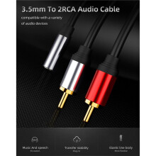 2X Cable RCA 2RCA Macho una Hembra de 3,5Mm, Cable Auxiliar de Audio, Cable Jack Rca de 3,5Mm para TeléFono MP3, Cine en Casa, DVD, Cable de Audio