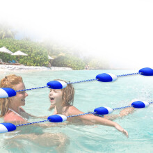 Floating Pool Safety Rope with Hooks, Blue and White 8 Meter Swimming Pool Divider Rope, Visibility Durable Line