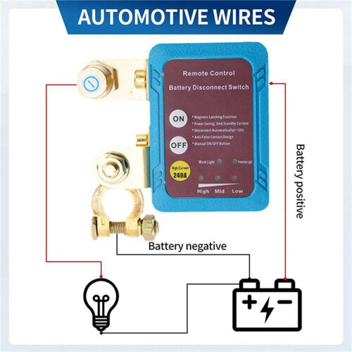 2X 12V 240A Remote Battery Disconnect  Automatic Power Shut Off  Remote Control  Auto 2
