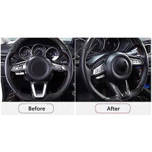 4x Accessori Auto, Coprivolante Decorativo con Paillettes Pulsante Volante Nel Fibra di Carbonio, per 3 6 Cx-4 Cx-5 CX-9