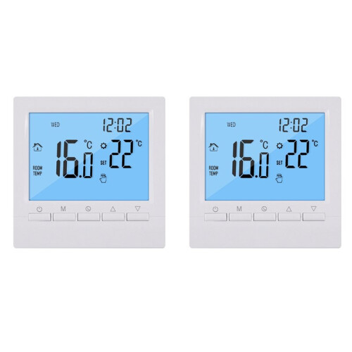 2X Programmable Digital Thermostat 3A Weekly Room Temperature Controller for Efficient Home Heating White Backlight