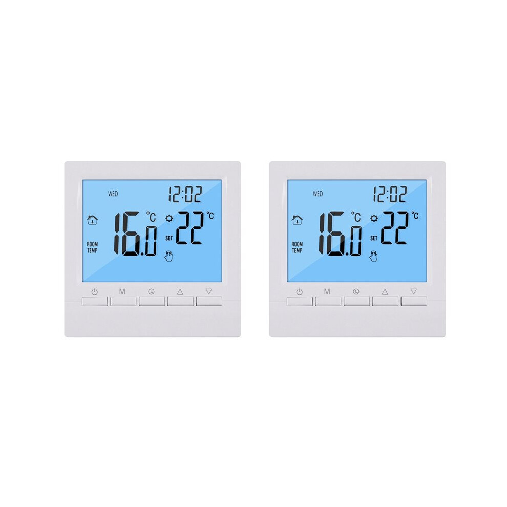 2X Programmable Digital Thermostat 3A Weekly Room Temperature Controller For Efficient Home Heating Backlight White 6031417158651