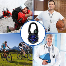 2X RoundScreen Outdoor Carabiner Watch with Compass Multi Functional Climbing Carabiner Watches,B