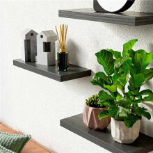2X Zwevende Planken voor aan de Muur, 16 Inch Houten Wandplank voor Kamerdecoratie/Opslag/Display, voor Slaapkamer, Badkamer, Woonkamer, Keuken, B