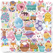 50pcs Easter Egg Bunny Stickers | Beautiful Paper Stickers For Scrapbooking, Water Bottles, Skateboards, Bumpers